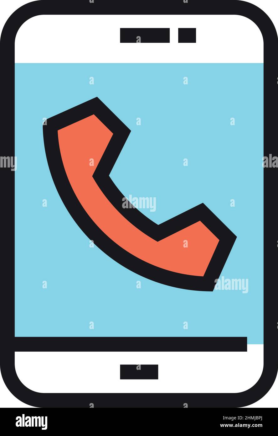 Icône d'appel entrant. Écran de smartphone avec symbole rouge de la poignée du téléphone Illustration de Vecteur