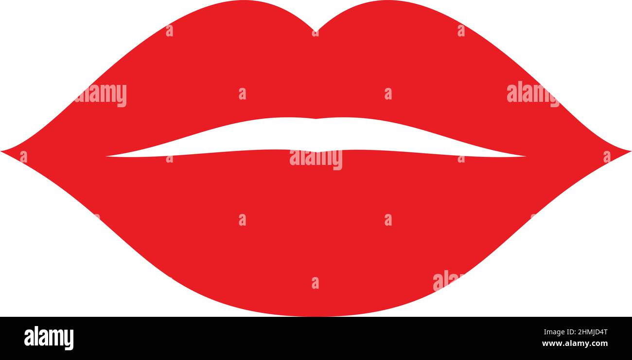 Icône lèvres rouges. Marque de rouge à lèvres femme. Symbole KISS Image  Vectorielle Stock - Alamy