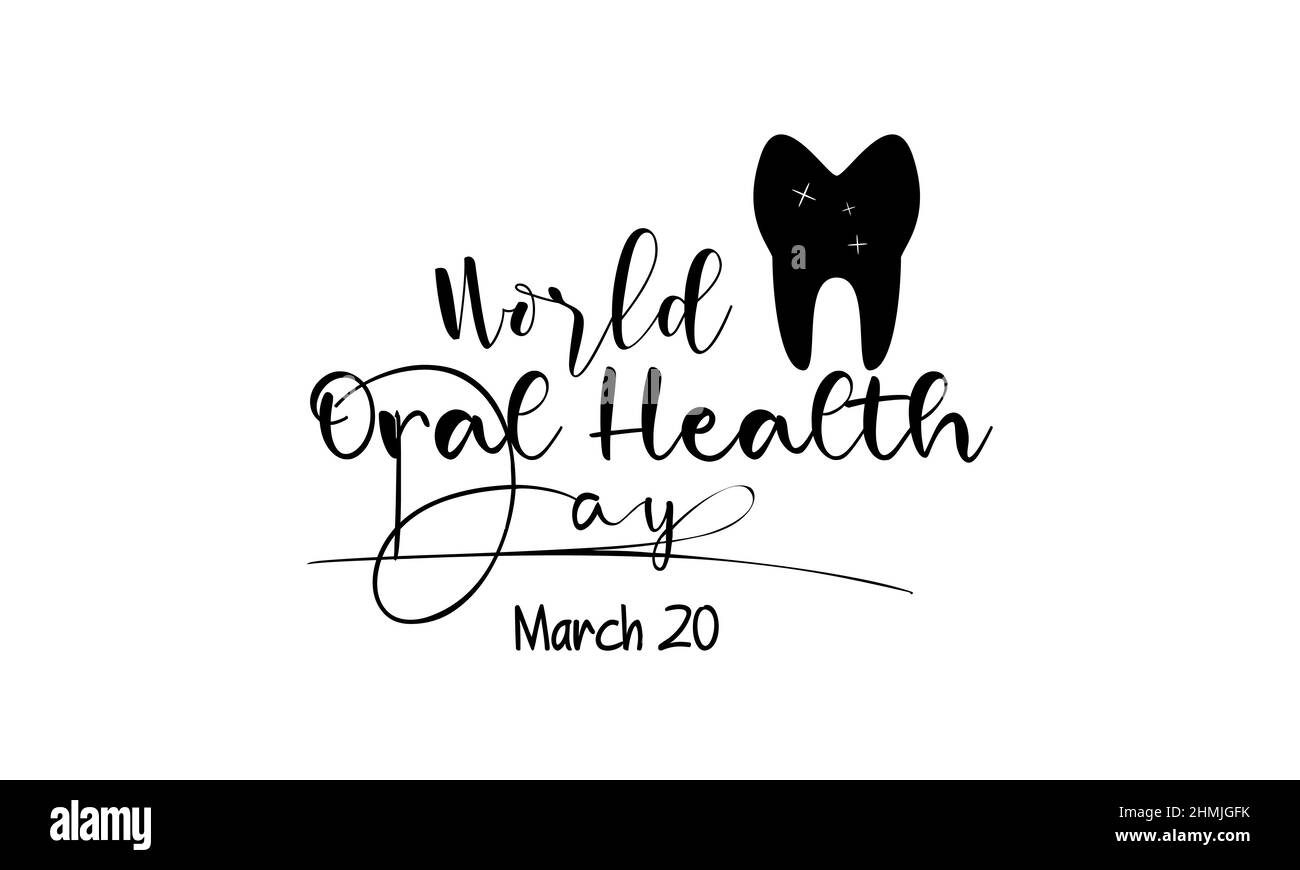 Journée mondiale de la santé bucco-dentaire. Modèle de vecteur de calligraphie de la brosse de sensibilisation à la santé pour la bannière, la carte, l'affiche, l'arrière-plan. Illustration de Vecteur