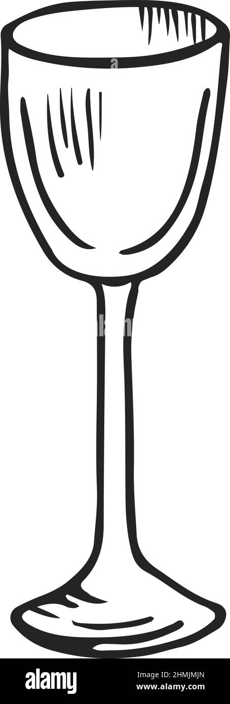 Esquisse en verre de tulipe. Icône de la verrerie à vin Illustration de Vecteur