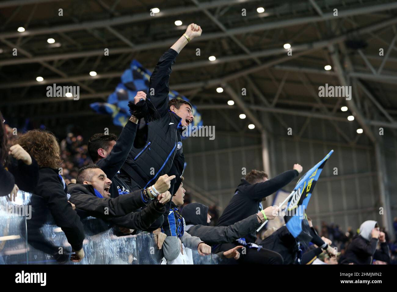 Gewiss Stadium, Bergame, Italie, 10 février 2022, Les fans d'Atalanta BC fêtent lors d'Atalanta BC vs ACF Fiorentina - match de football italien Coppa Italia Banque D'Images