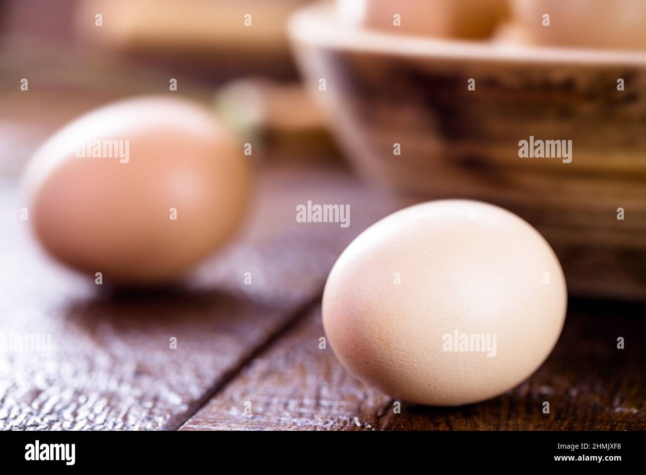 œufs de poulet de couleur, œufs de gamme libre, sans additif chimique, foyer ponctuel Banque D'Images