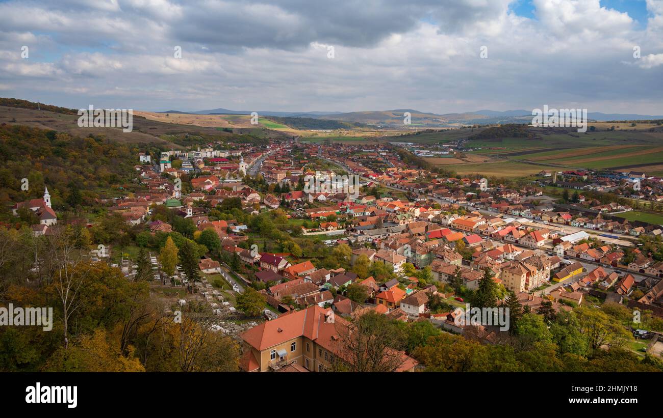 Rupea Town en automne, Brasov, Roumanie Banque D'Images