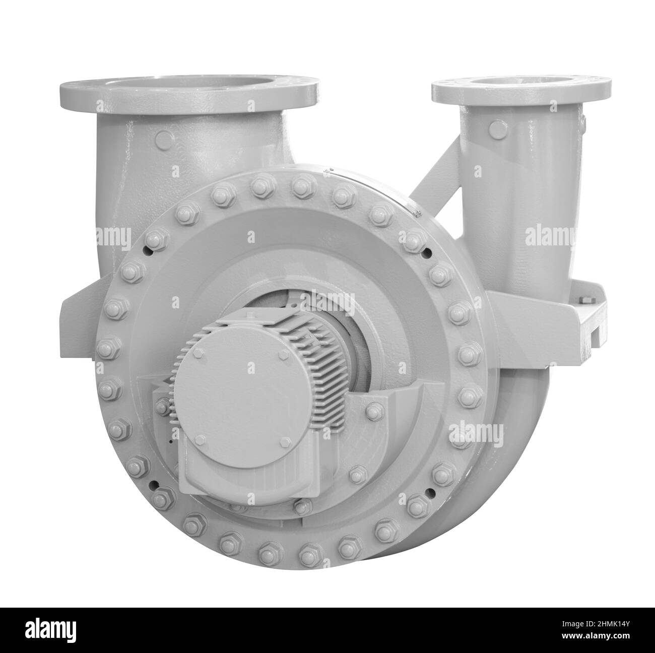 Pompe à eau à haute pression ndustriale pour l'alimentation en eau froide, isolée sur fond blanc. Banque D'Images