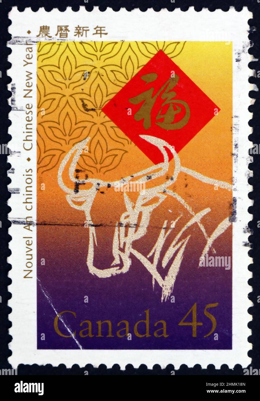 CANADA - VERS 1997 : timbre imprimé au Canada consacré à l'année de l'Ox, nouvel an chinois 1997, vers 1997 Banque D'Images