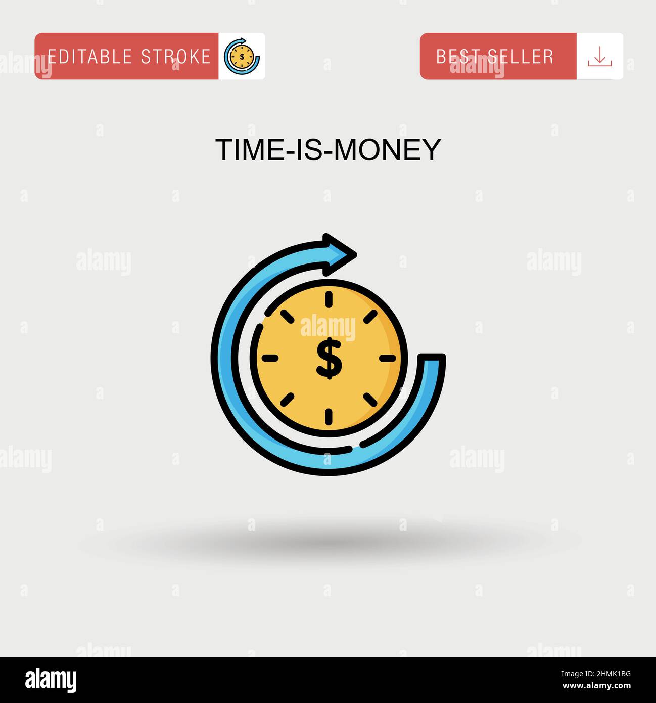 Icône de vecteur simple Time-is-Money. Illustration de Vecteur