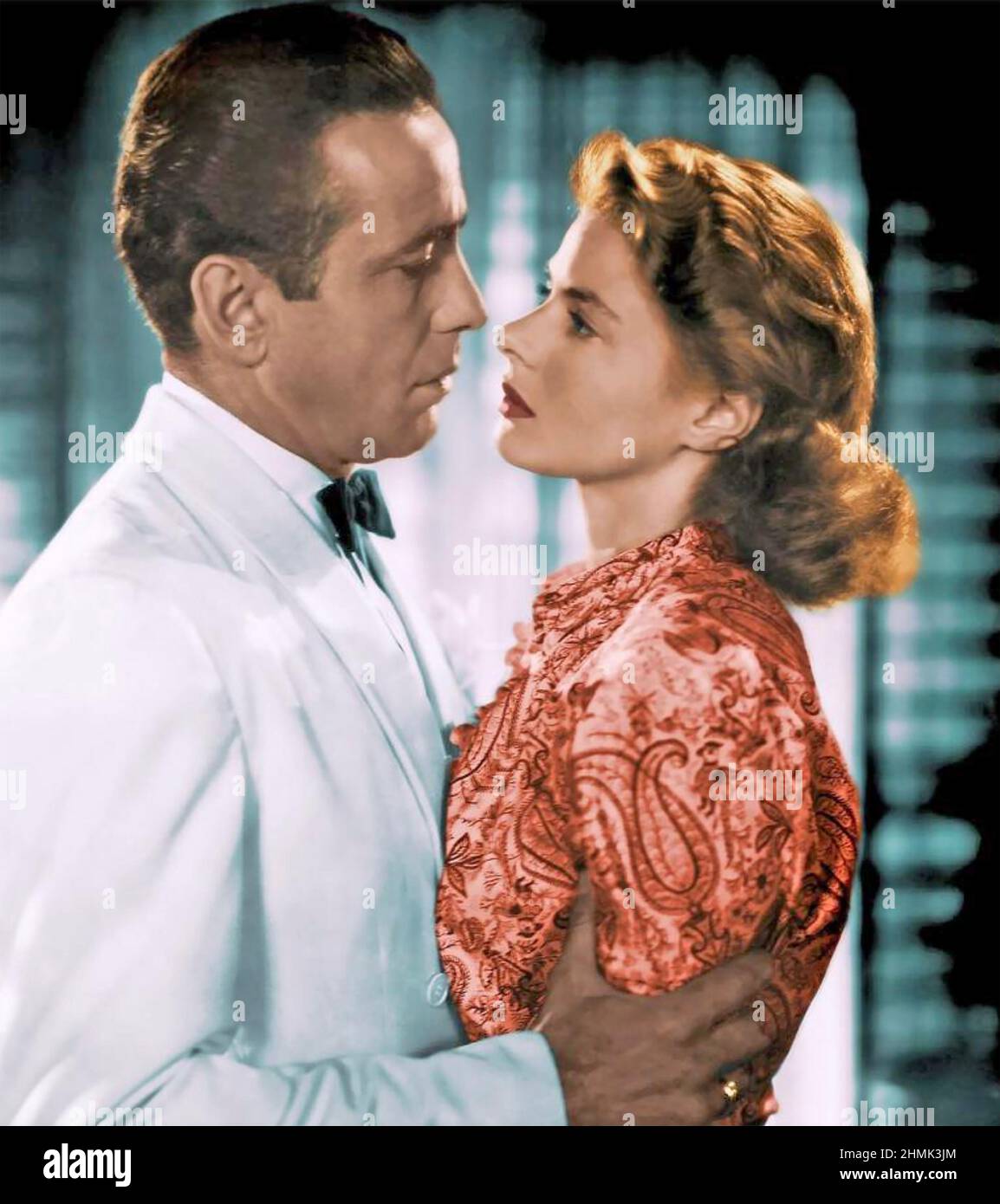 Casablanca 1942 Warner Bros. Film de photos avec Ingrid Bergman et Humphrey Bogart (image colorisée) Banque D'Images