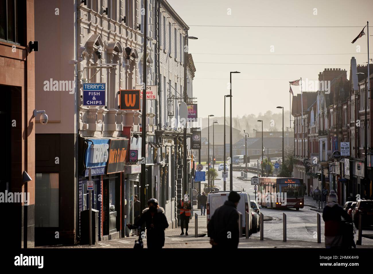 Centre-ville de Warrington donnant sur Bridge Street Banque D'Images