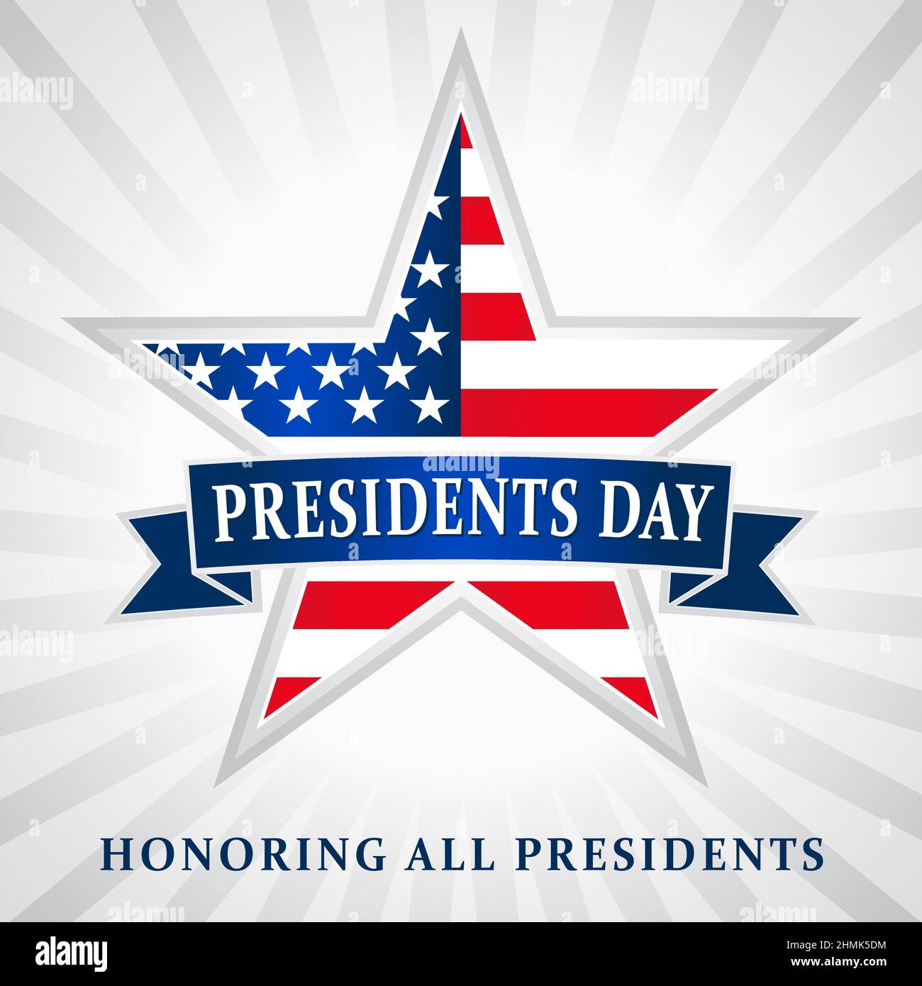 Carte de vœux Happy President's Day USA. Modèle de conception graphique abstrait isolé. Couleurs US. Concept de logo Star, arrière-plan créatif. 3D caractères. Illustration de Vecteur