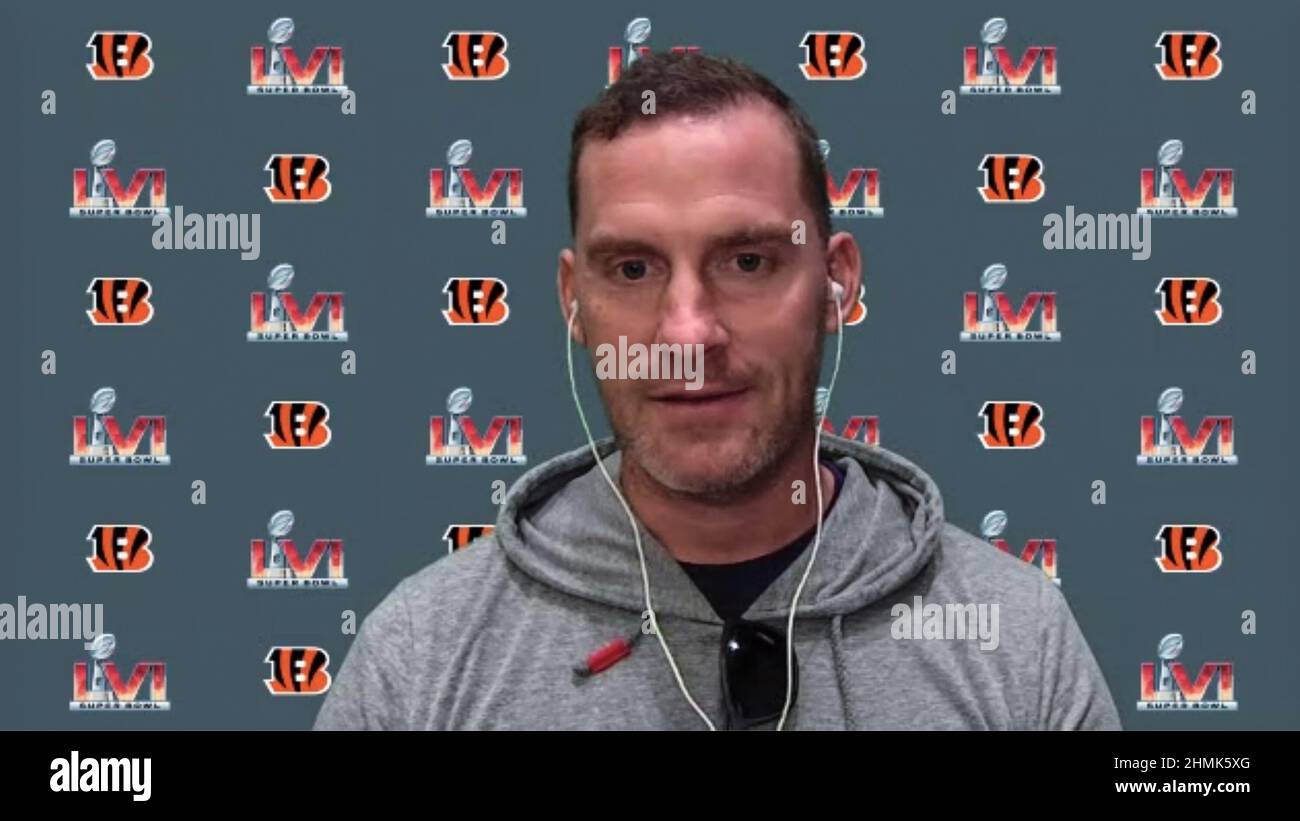 Los Angeles, États-Unis. 10th févr. 2022. Capture d'écran de Kevin Huber Cincinnati Bengals Punter #10 parlant lors d'une session de disponibilité de médias le 10 février 2022 pour Super Bowl LVI entre les Cincinnati Bengals et les Los Angeles Rams. (Photo NFL Virtual Media Center via Credit: SIPA USA/Alamy Live News Banque D'Images