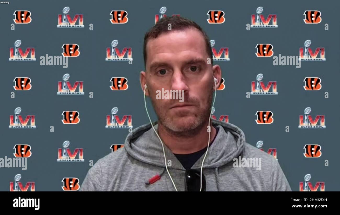 Los Angeles, États-Unis. 10th févr. 2022. Capture d'écran de Kevin Huber Cincinnati Bengals Punter #10 parlant lors d'une session de disponibilité de médias le 10 février 2022 pour Super Bowl LVI entre les Cincinnati Bengals et les Los Angeles Rams. (Photo NFL Virtual Media Center via Credit: SIPA USA/Alamy Live News Banque D'Images