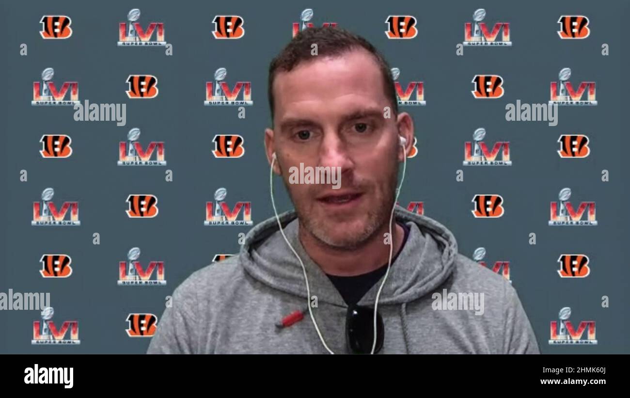 Los Angeles, États-Unis. 10th févr. 2022. Capture d'écran de Kevin Huber Cincinnati Bengals Punter #10 parlant lors d'une session de disponibilité de médias le 10 février 2022 pour Super Bowl LVI entre les Cincinnati Bengals et les Los Angeles Rams. (Photo NFL Virtual Media Center via Credit: SIPA USA/Alamy Live News Banque D'Images