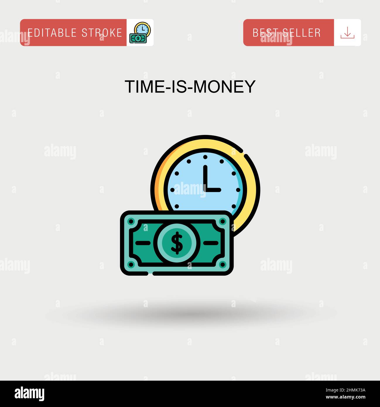 Icône de vecteur simple Time-is-Money. Illustration de Vecteur