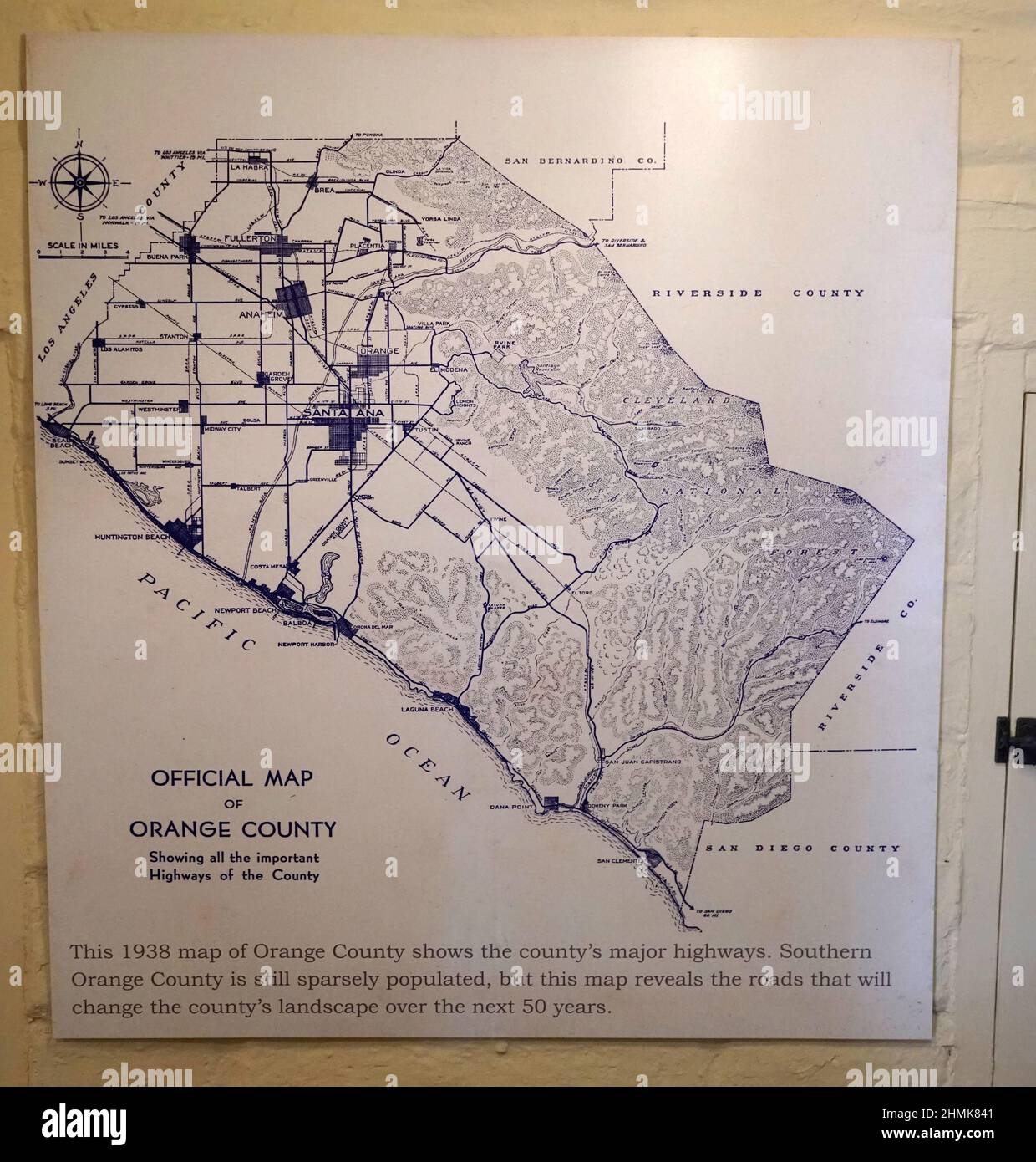 1938 carte du comté d'Orange en Californie Banque D'Images