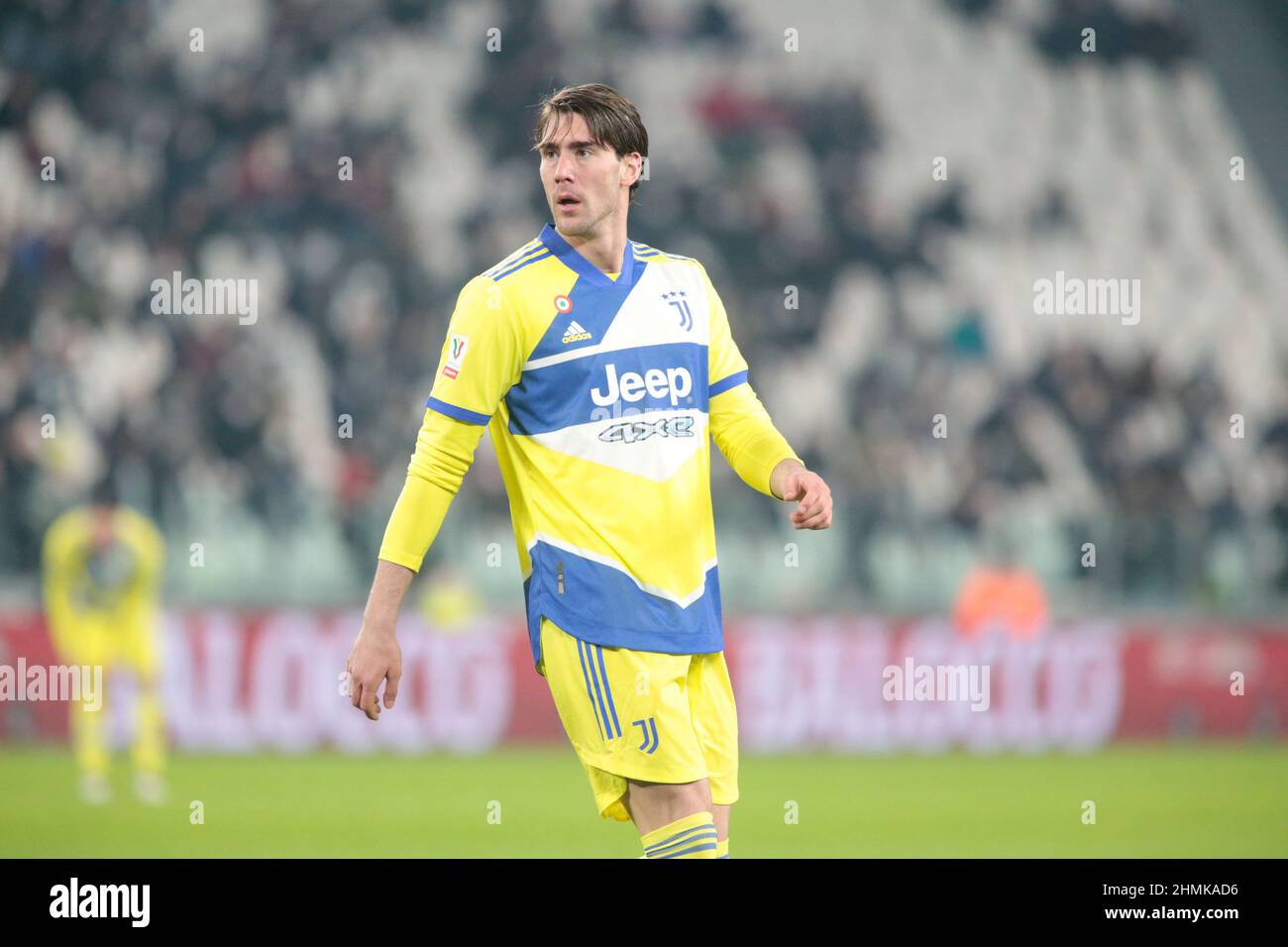 Turin, Italie. 10th févr. 2022. Dusan Vlahovic de Juventus FC lors de la coupe italienne, Coppa Italia, quart de finale du match de football entre Juventus et Sassuolo le 10 février 2022 au stade Allianz de Turin, Italie - photo Nderim Kaceli/DPPI crédit: DPPI Media/Alay Live News Banque D'Images