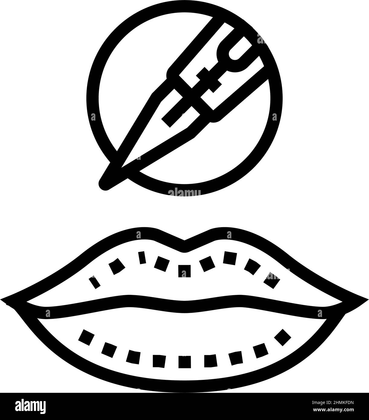 illustration vectorielle de l'icône de la ligne de tatouage de la lèvre Illustration de Vecteur