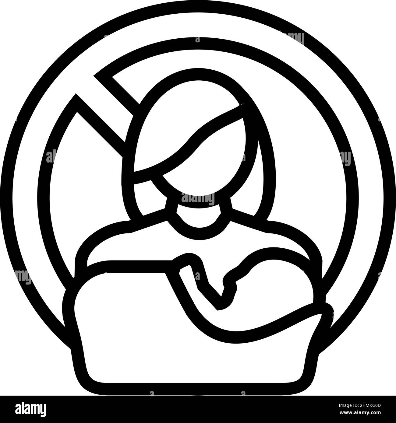 illustration vectorielle de l'icône de la ligne de restriction des soins infirmiers en grossesse Illustration de Vecteur