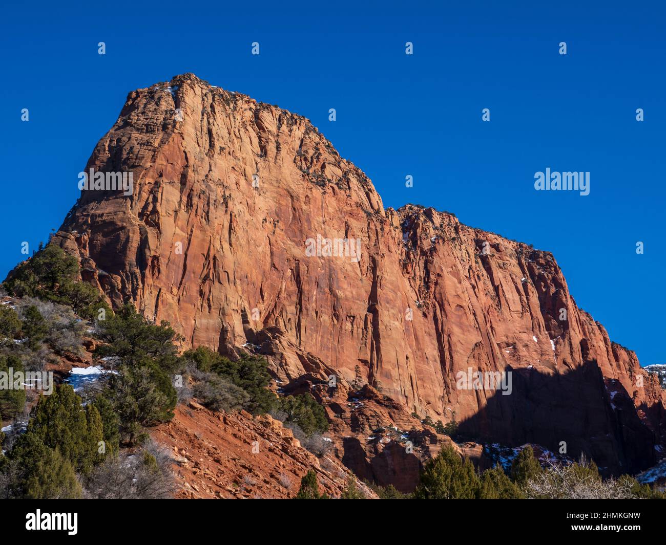 Kolob Canyon section, hiver, parc national de Zion, Utah. Banque D'Images