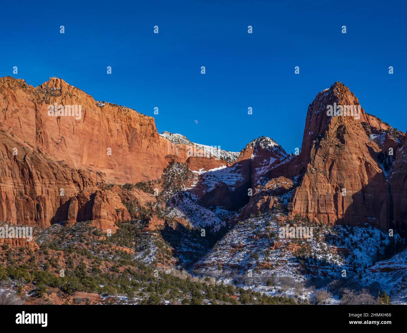 Kolob Canyon section, hiver, parc national de Zion, Utah. Banque D'Images