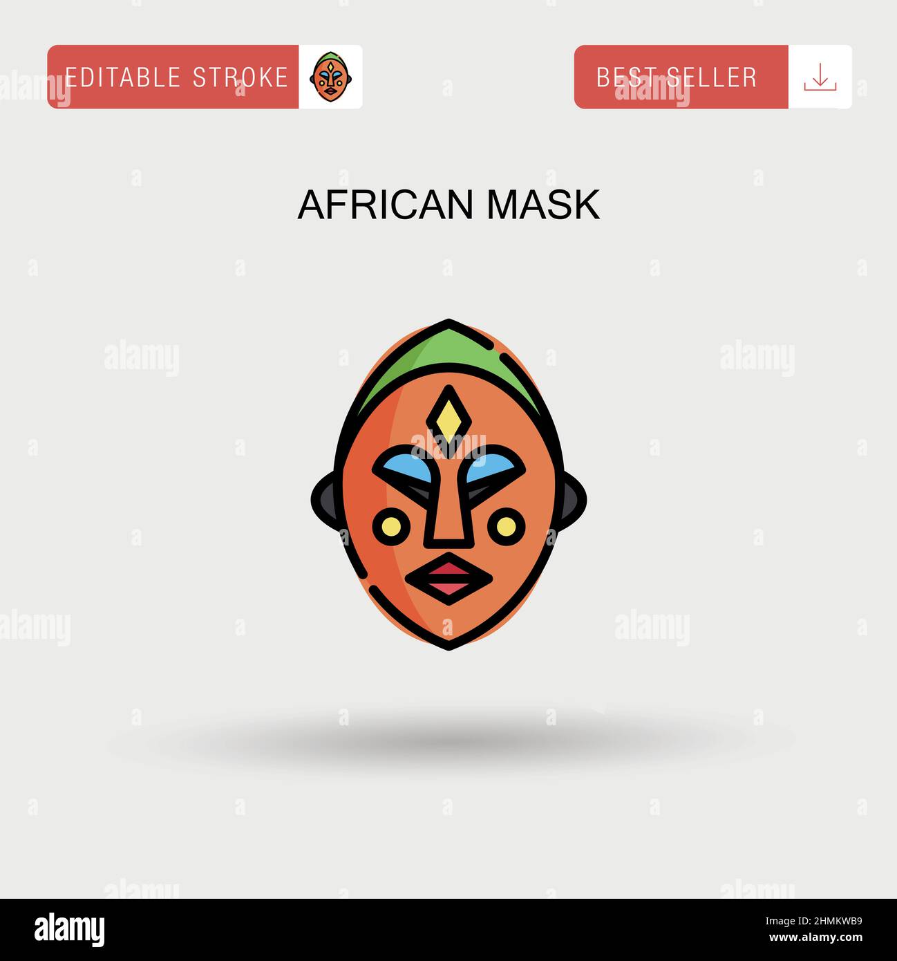 Icône de vecteur simple masque africain. Illustration de Vecteur
