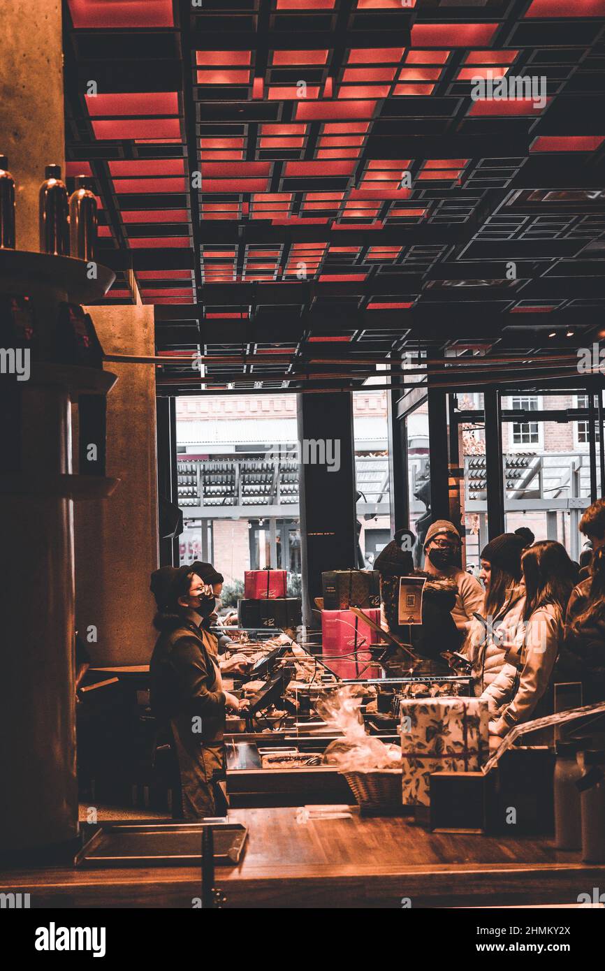 Fotografia de repartidores de Starbucks réserve rolastère New york Banque D'Images