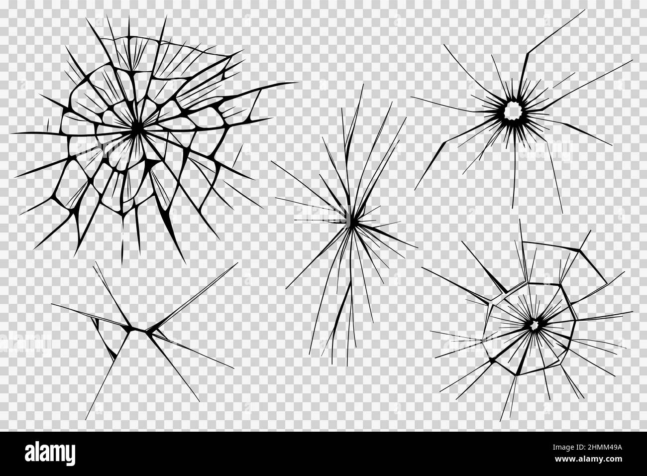 Fissures de la vitre. Glace cassée. Puces sur surface transparente, affichage électronique, fenêtre. Illustration d'esquisse vectorielle. Illustration de Vecteur