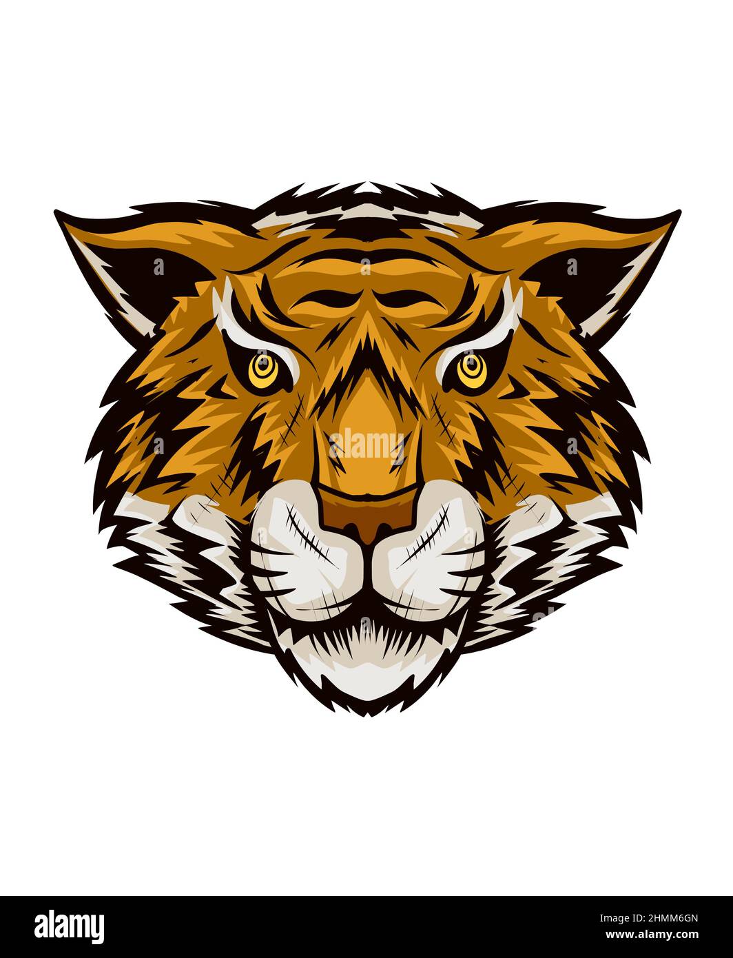 illustration tête de tigre sur fond blanc Banque D'Images