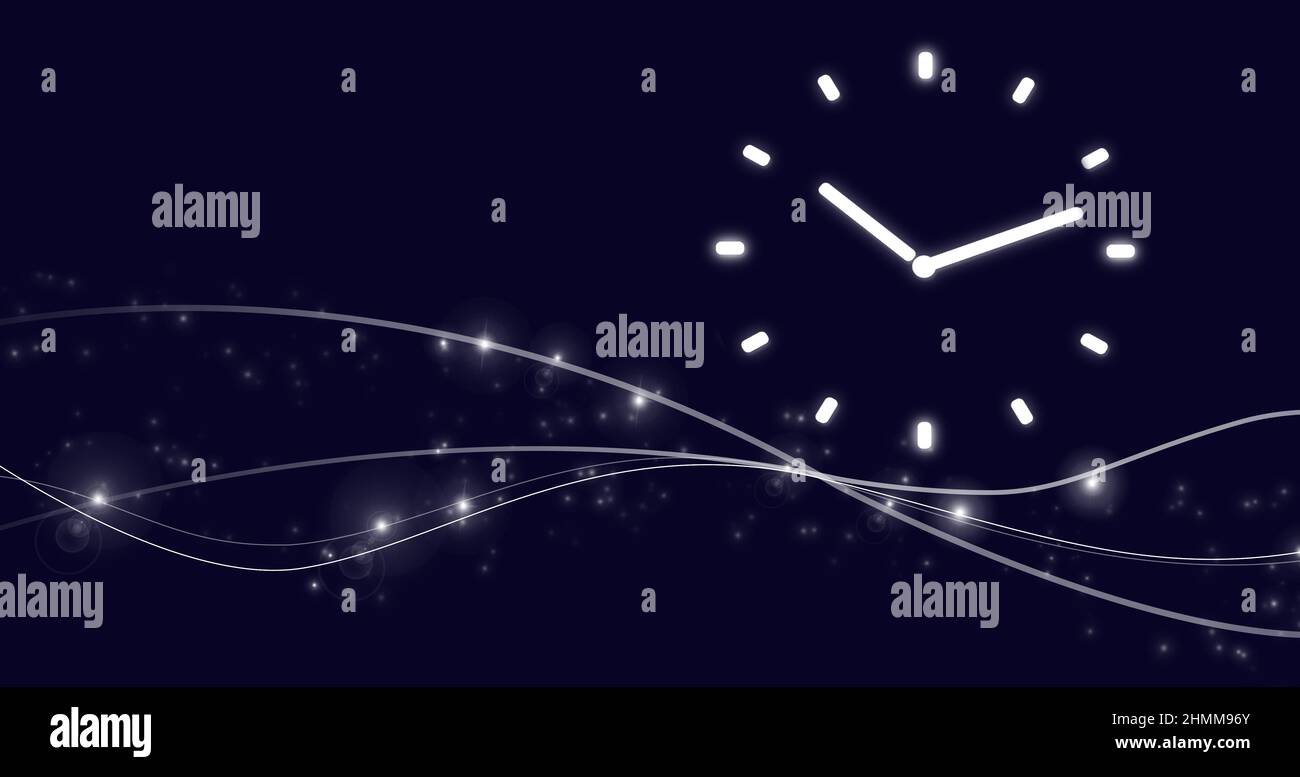 Concept de plans d'affaires de gestion de la durée de vie professionnelle. Affiche d'horloge numérique 24 heures sur écran virtuel avec arrière-plan bleu de marque Banque D'Images