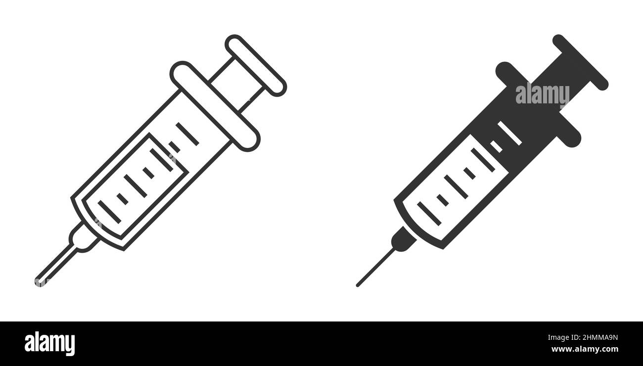Icône de seringue plate.Vaccin contre le coronavirus injecter l'illustration du vecteur sur un fond isolé.La vaccination Covid-19 signe le concept d'affaires. Illustration de Vecteur
