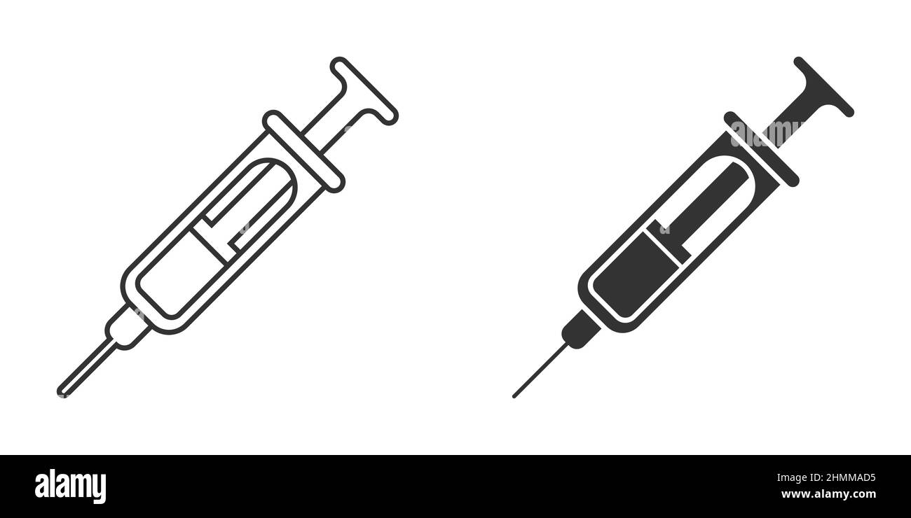 Icône de seringue plate.Vaccin contre le coronavirus injecter l'illustration du vecteur sur un fond isolé.La vaccination Covid-19 signe le concept d'affaires. Illustration de Vecteur