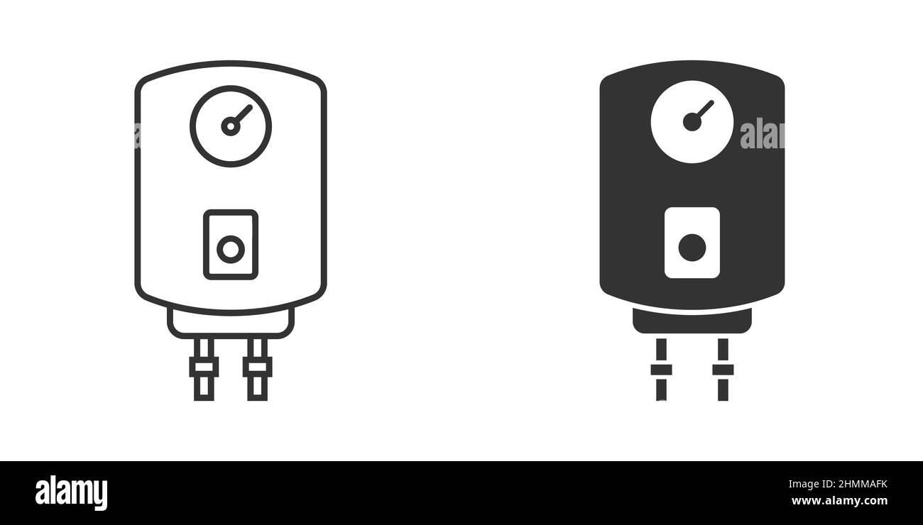Icône de chaudière à gaz de style plat.Illustration du vecteur de l'élément chauffant sur un arrière-plan isolé.Concept commercial du signe d'ébullition. Illustration de Vecteur