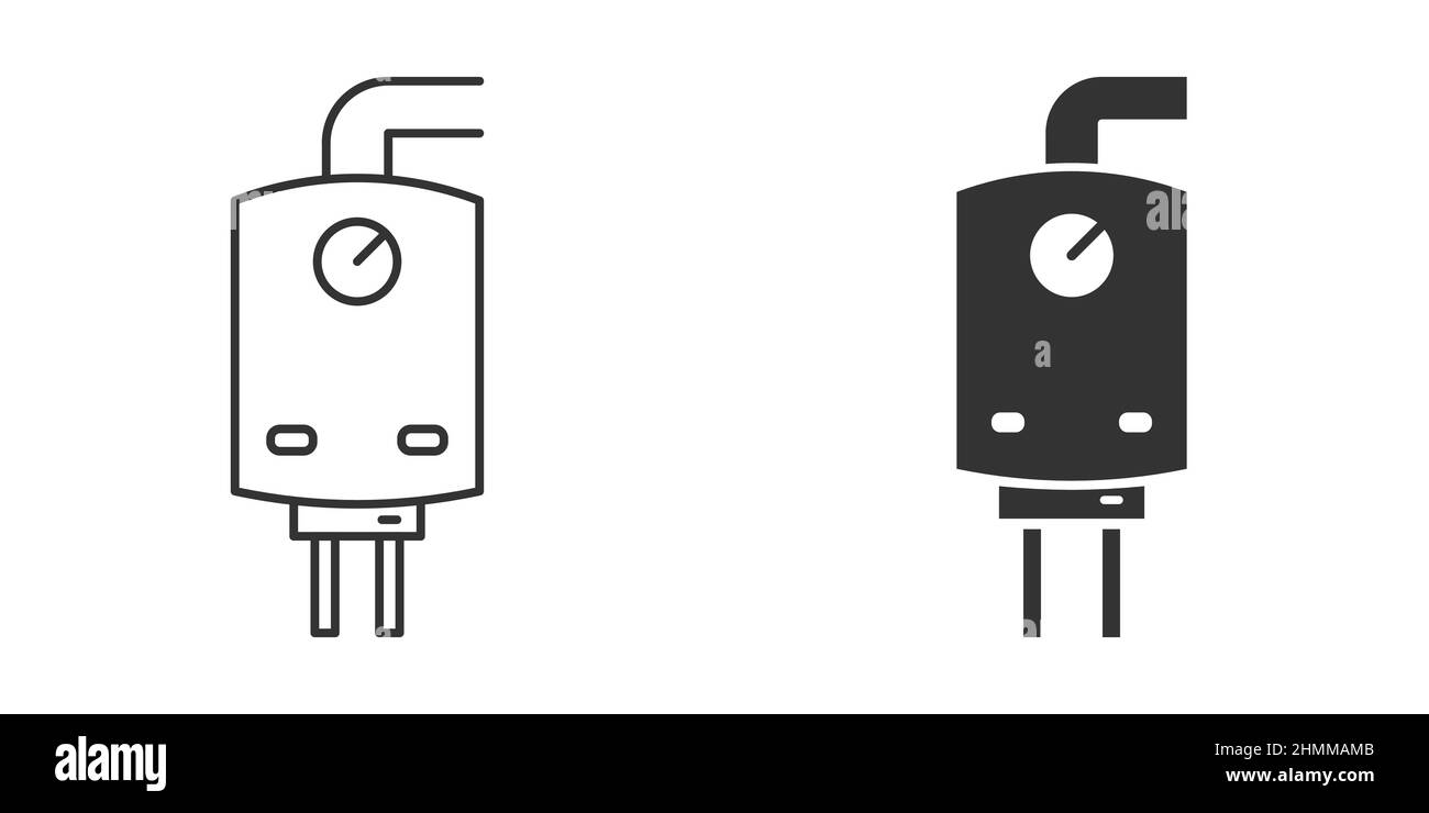 Icône de chaudière à gaz de style plat.Illustration du vecteur de l'élément chauffant sur un arrière-plan isolé.Concept commercial du signe d'ébullition. Illustration de Vecteur