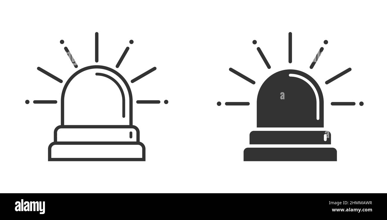 Icône d'alarme d'urgence de style plat.Illustration vectorielle du témoin sur un arrière-plan isolé.Concept commercial de signature d'urgence de police. Illustration de Vecteur