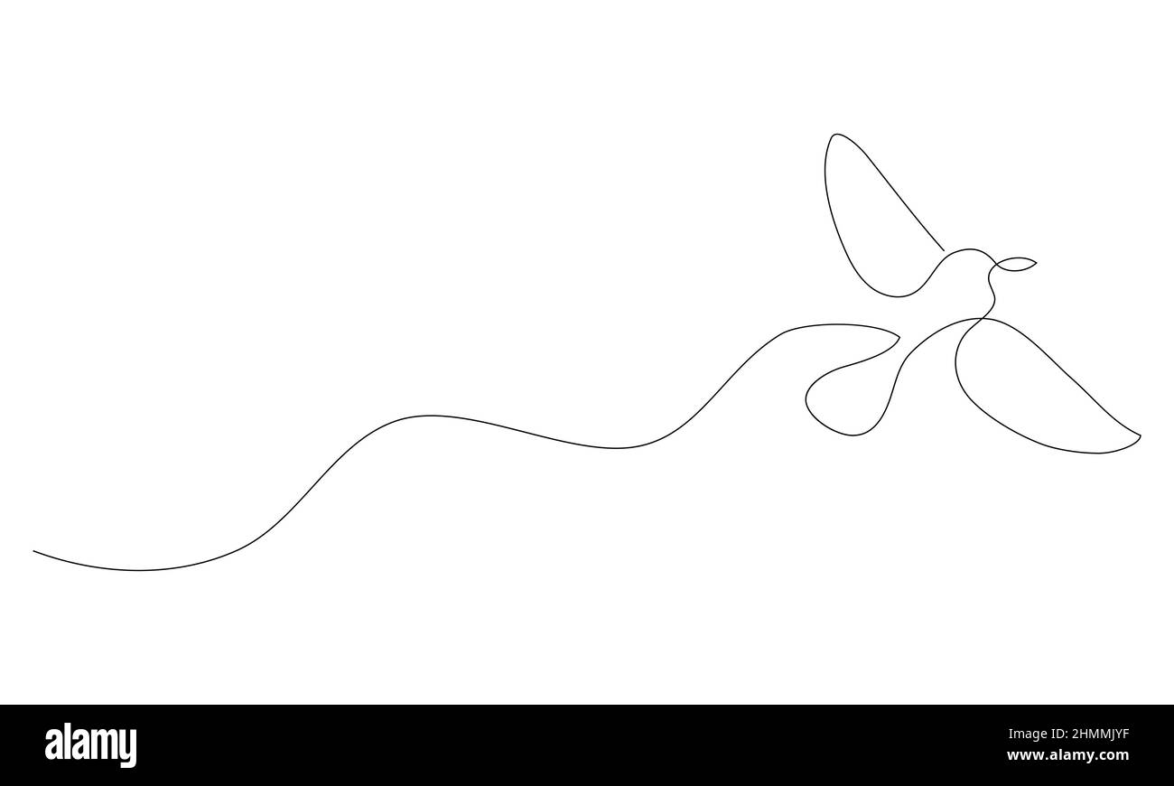 Illustration vectorielle de dessin de ligne d'oiseau. Noir sur blanc Illustration de Vecteur
