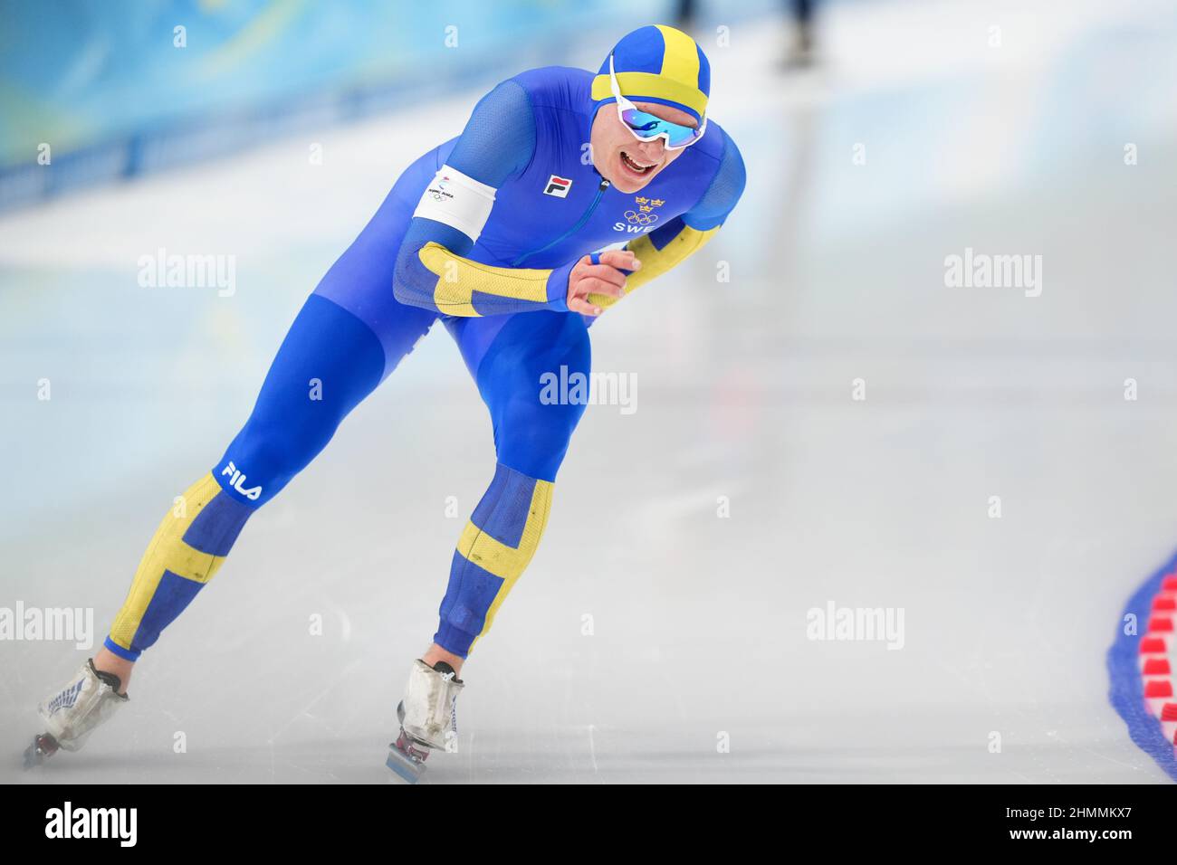 Pékin, Chine. 11th févr. 2022. BEIJING, CHINE - FÉVRIER 11: Nils van der Poel, de Suède, en compétition sur les hommes 10000m lors des Jeux Olympiques de Beijing 2022 à l'ovale national de patinage de vitesse le 11 février 2022 à Beijing, Chine (photo de Douwe Bijlsma/Orange Pictures) NOCNSF crédit: Orange pics BV/Alay Live News Banque D'Images