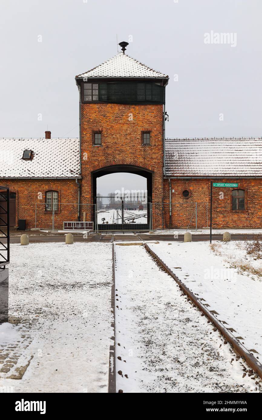 Auschwitz Birkenau, Pologne Banque D'Images