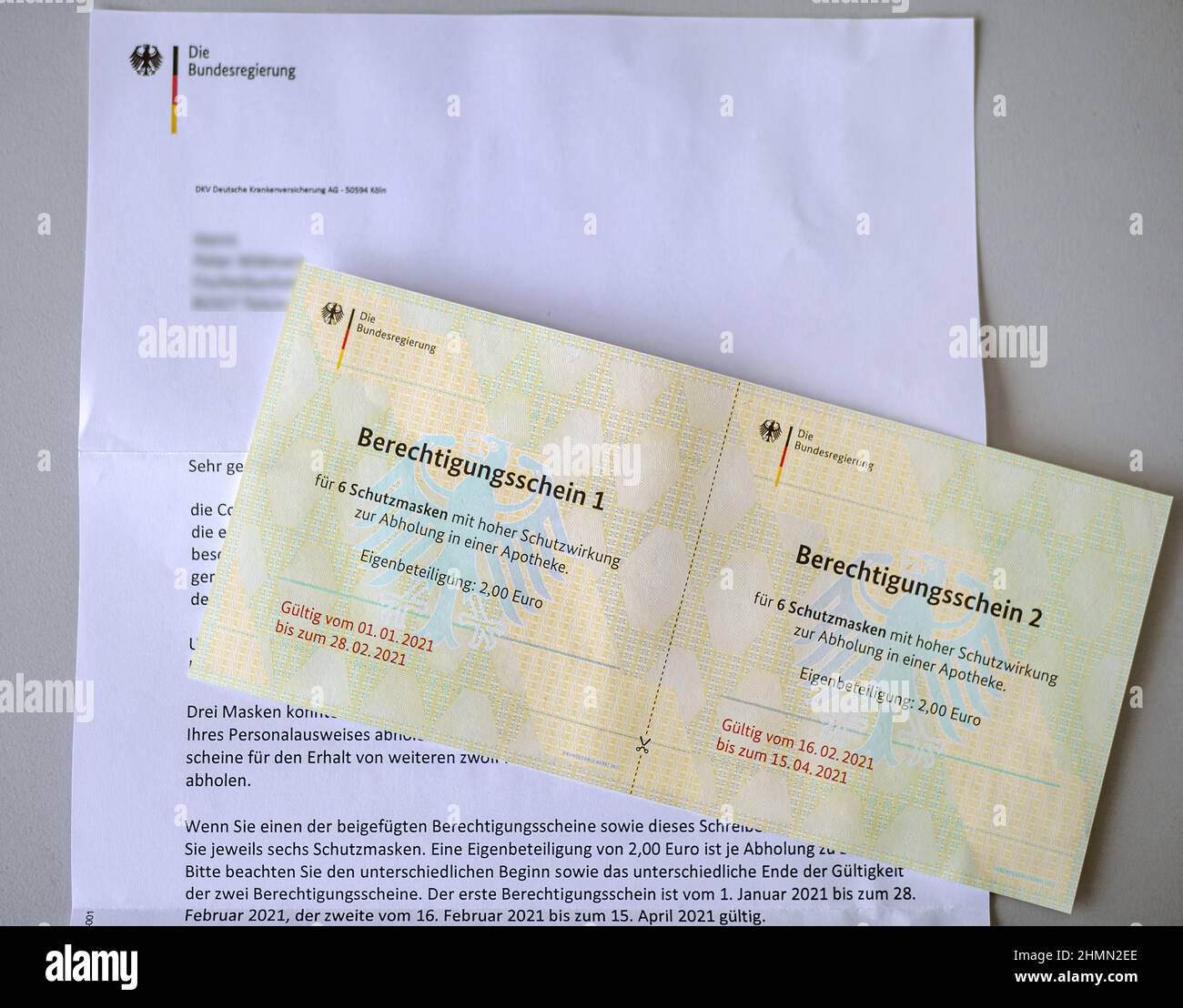 Certificats d'autorisation pour FFP2 masques du gouvernement fédéral Allemagne, Allemagne Banque D'Images