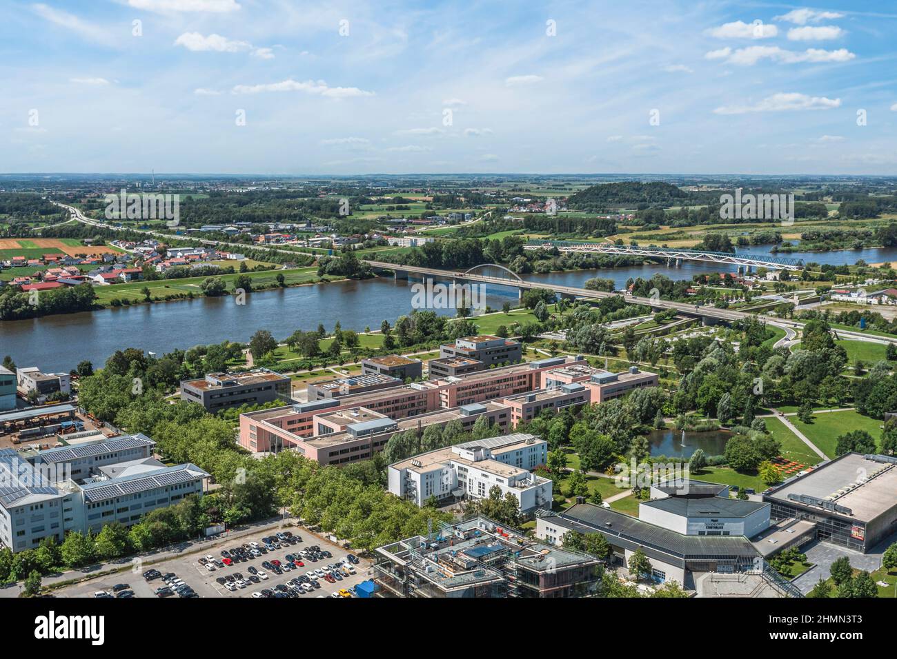 Vue aérienne de Deggendorf sur le Danube en Basse-Bavière Banque D'Images