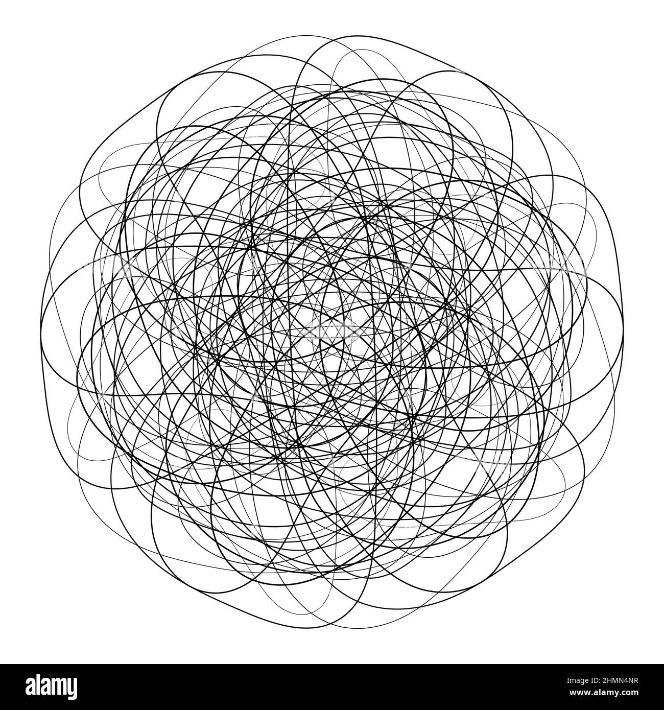 Pensées enchevêtrées, chaos dans la tête, état abstrait de la dépression, les enfants dessinant la main des Doodle Illustration de Vecteur