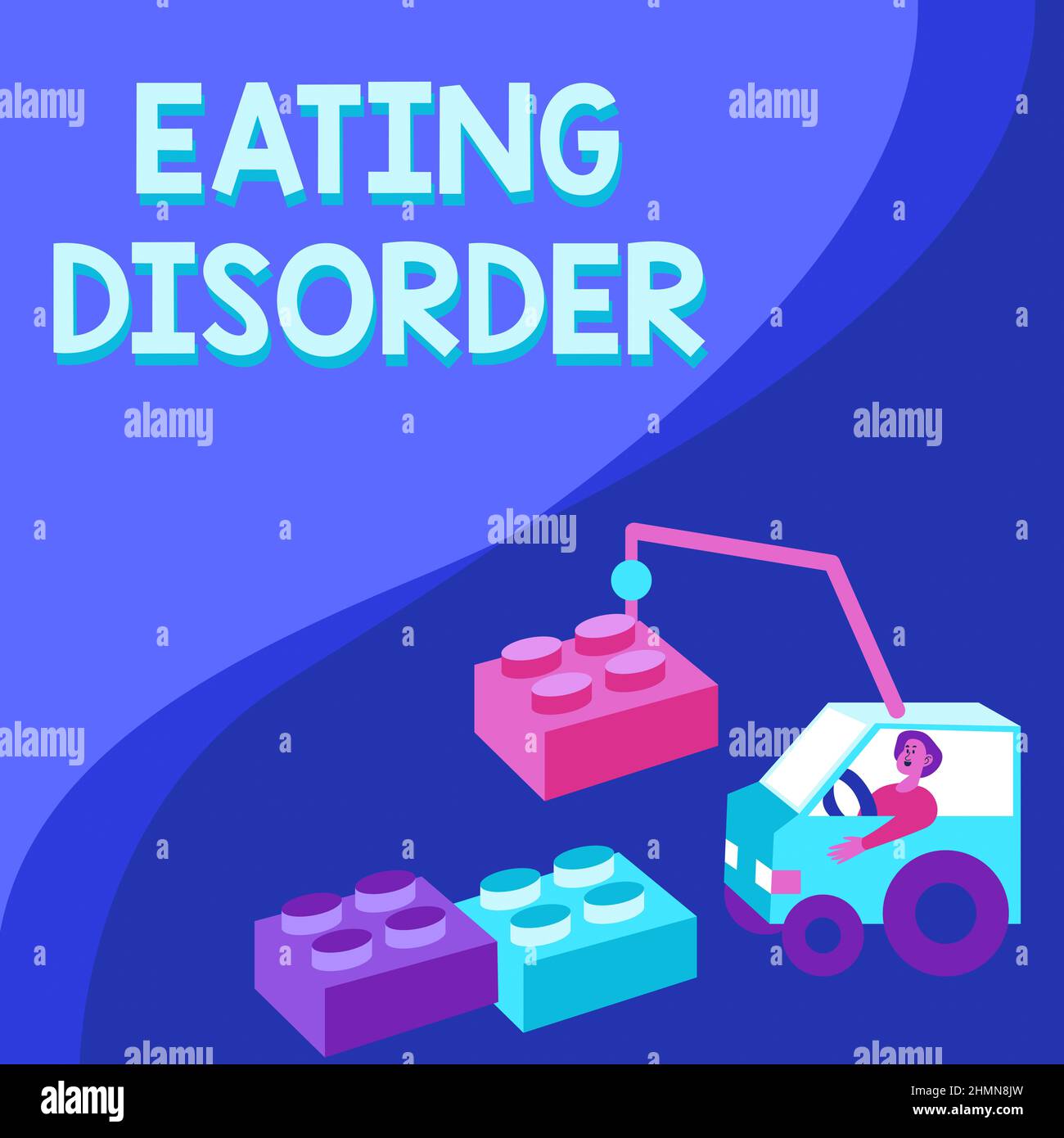 Écriture affichant le texte Eating Disorder. Concept Internet caractérisé par des habitudes alimentaires anormales ou perturbées Homme en grue se déplaçant autour des blocs Banque D'Images