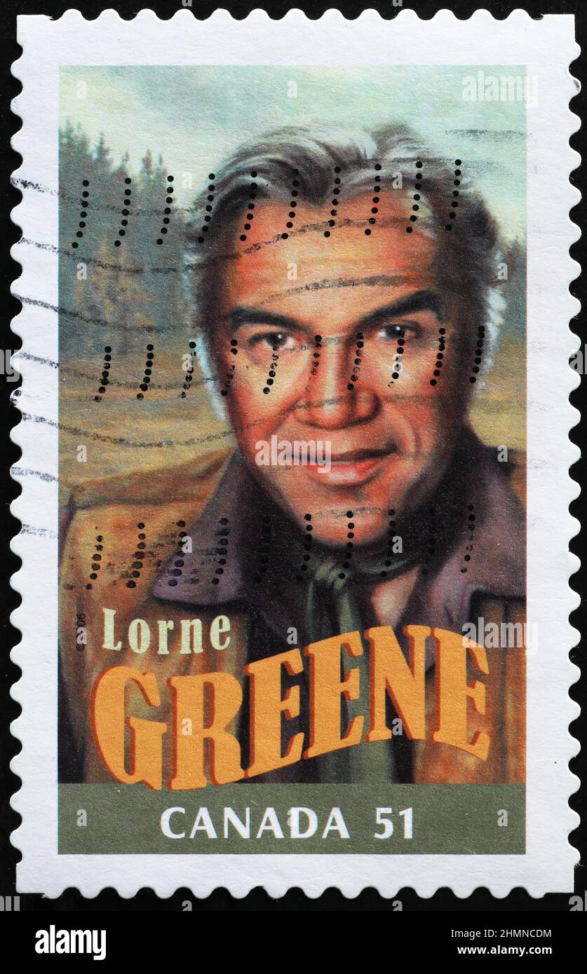 Acteur Lorne Green sur timbre-poste canadien Banque D'Images