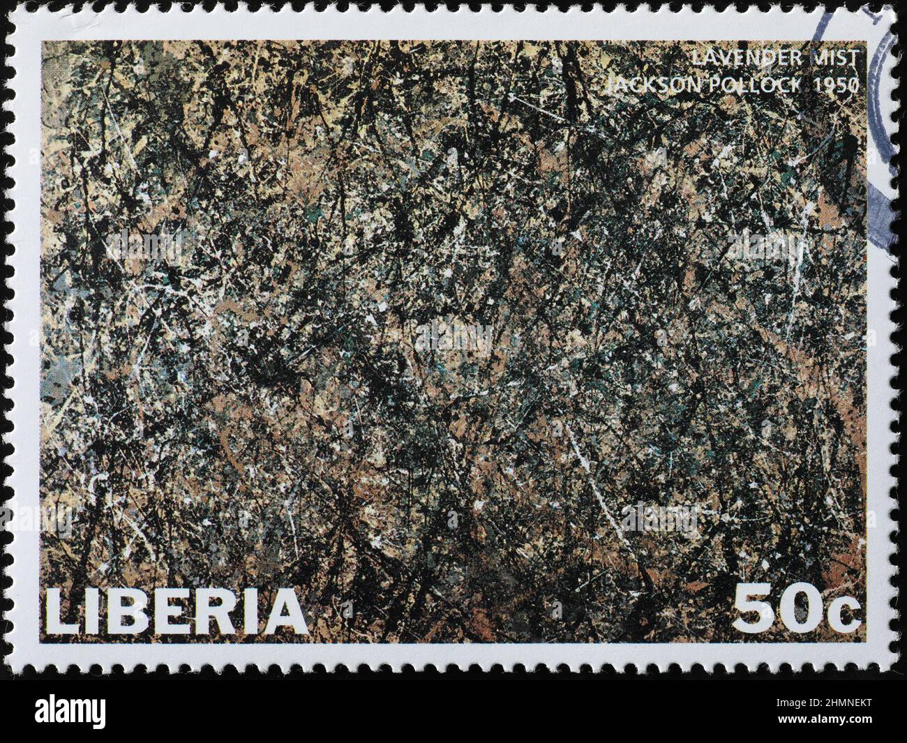Brume lavande de Jackson Pollock sur timbre-poste Banque D'Images
