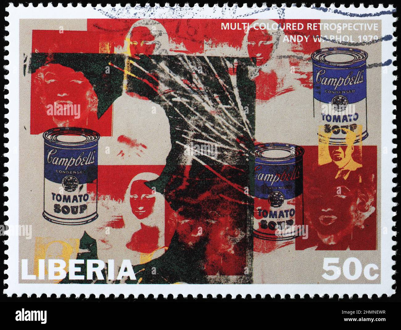 Rétrospective multicolore d'Andy Warhol sur timbre-poste Banque D'Images