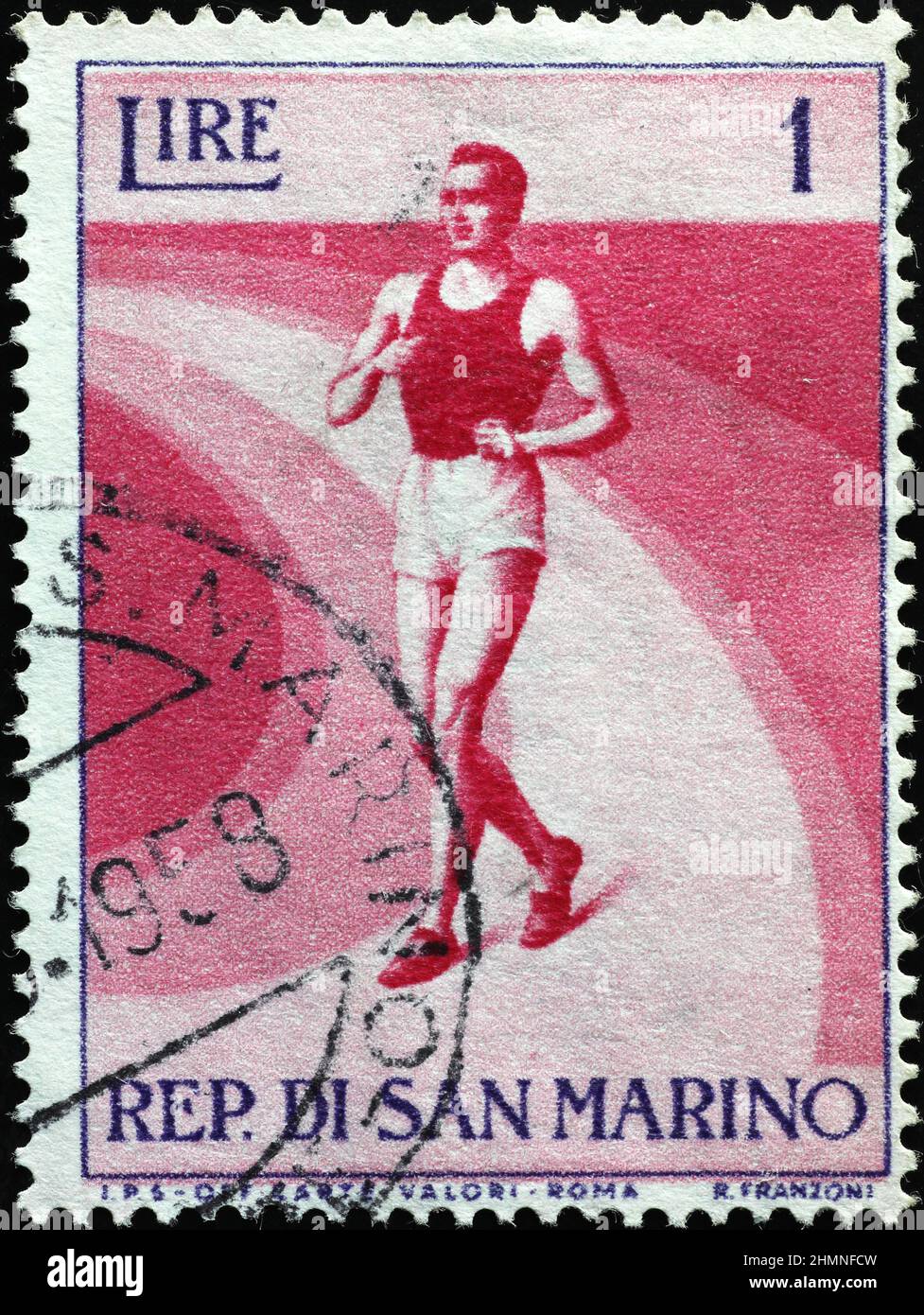 Chemin de table sur un timbre-poste très ancien Banque D'Images