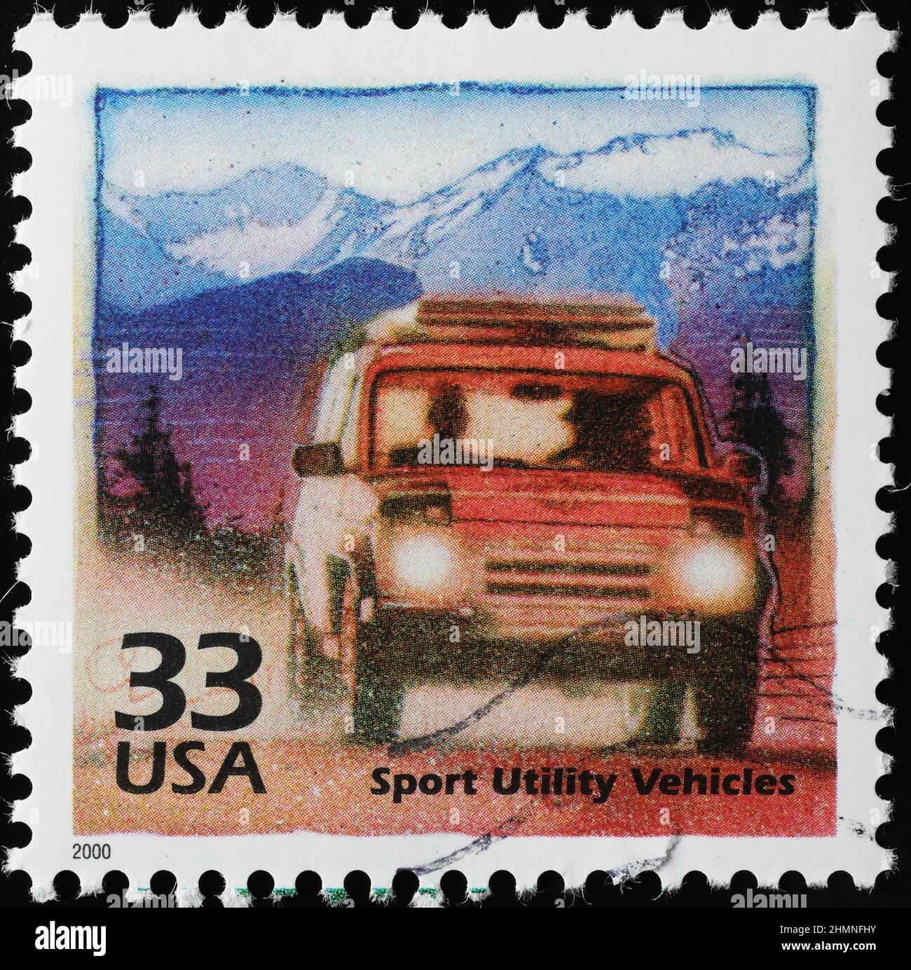 Les véhicules utilitaires sport sont célébrés sur le timbre américain Banque D'Images
