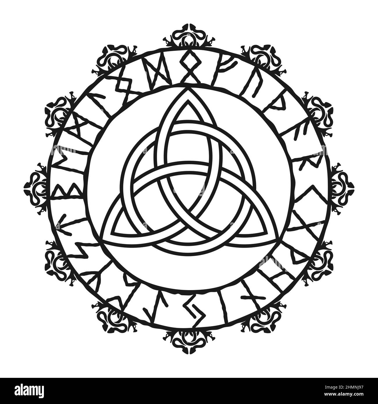 Signe Triquetra, logo celtic Knot. Amulette de protection scandinave. Symbole celtique païen de triangle, tatouages nordiques. vikings d'amulette à la scandinave Illustration de Vecteur