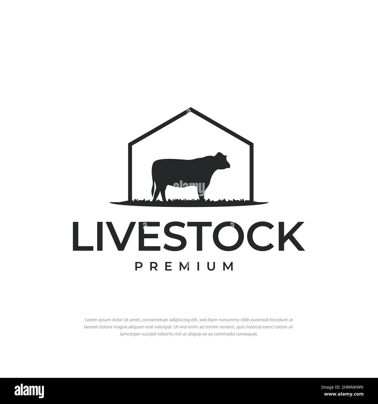 Angus Cow Beef Emblem Label Vector Home logo de bétail Illustration de Vecteur