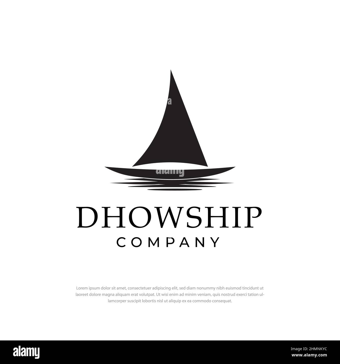 Silhouette de conception de logo dhow, voilier traditionnel, modèle de conception simple Illustration de Vecteur