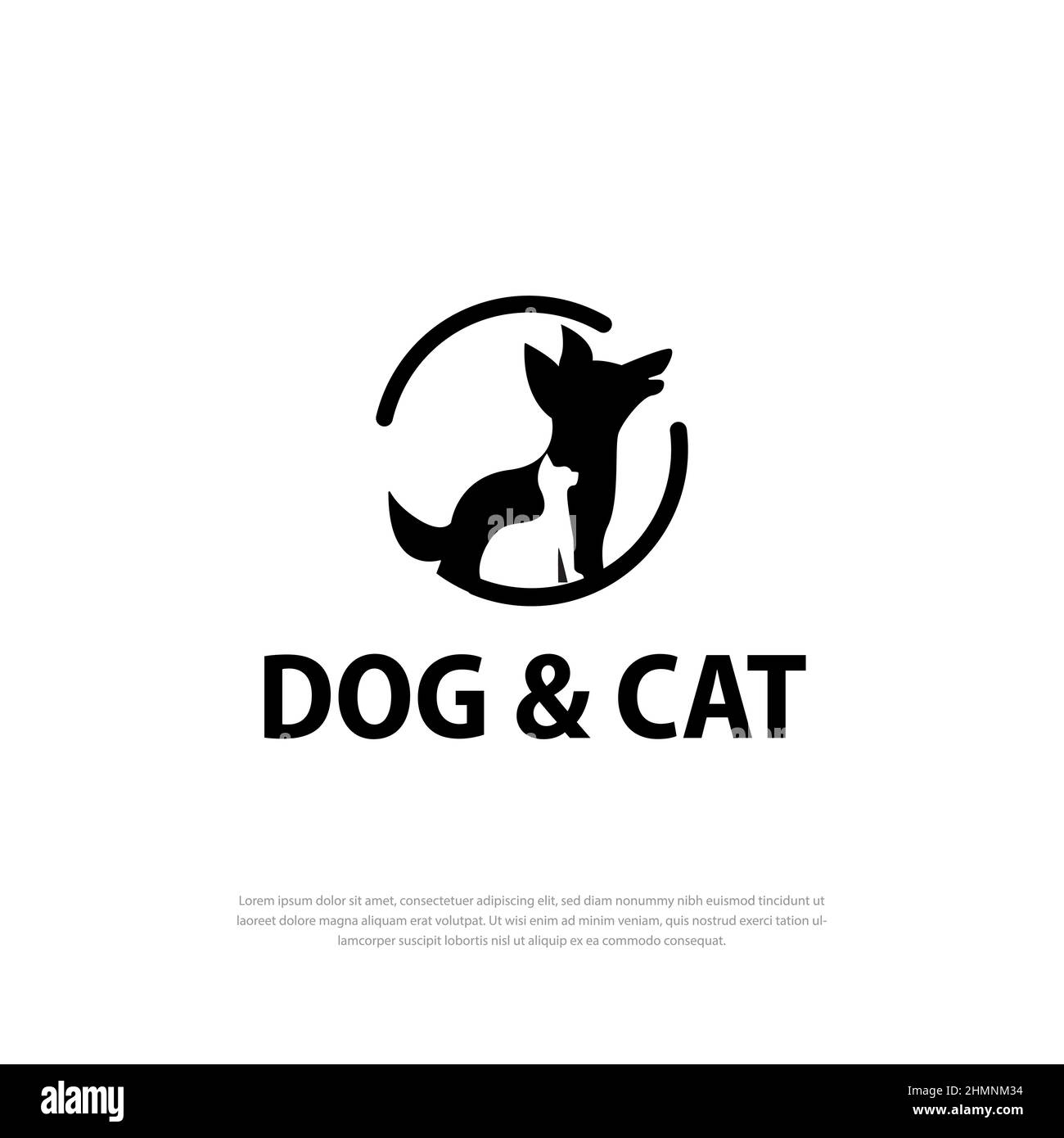 Logo chien chat magasin d'animaux, vétérinaire, illustration de santé animale, modèle de conception Illustration de Vecteur