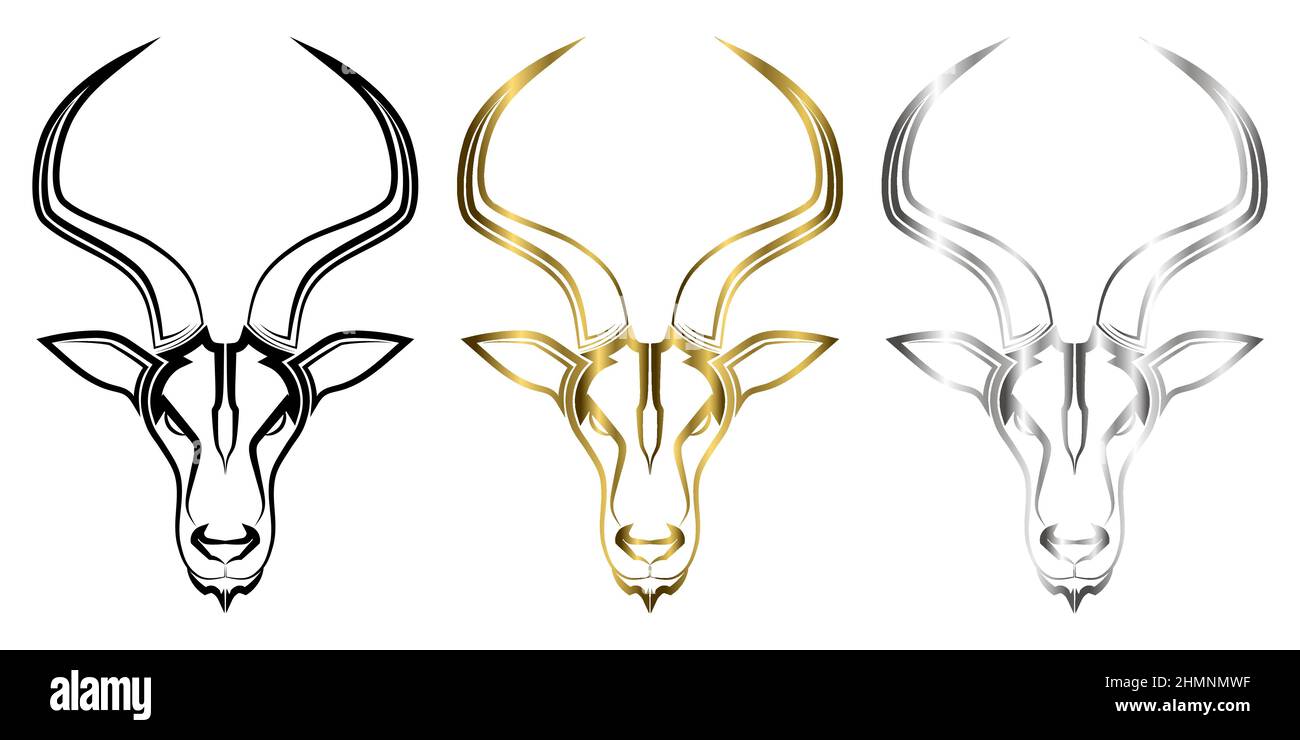 Vecteur Line art de la tête d'impala adapté à une utilisation comme décoration ou logo vecteur Line art de la tête de springbok adapté à une utilisation comme décoration ou logo Illustration de Vecteur